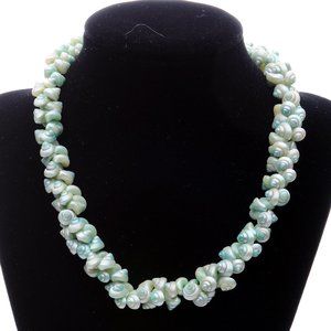 Vintage Green Shell German Necklace & Earrings